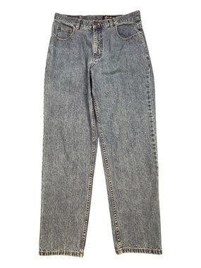 VTG Eddie Bauer Denim Mom Jeans Sz 14 Blue High Rise Straight Leg Y2K Distressed